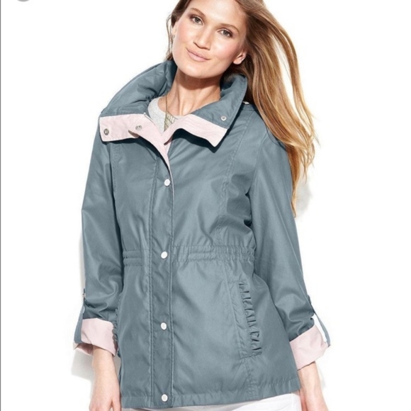 Jessica Simpson Anorak Grey & Pink Raincoat - Picture 1 of 4